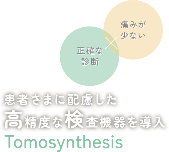 正確な診断 痛みが少ない 患者さまに配慮した高精度な検査機器を導入 Tomosynthesis